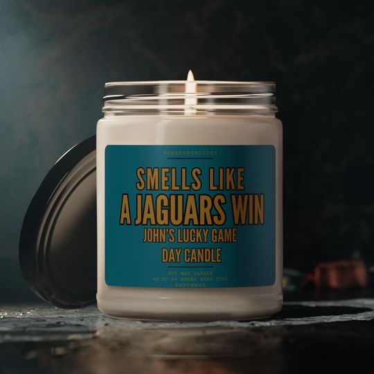 Discover Personalized Jaguars Win Candle: Game Day Decor