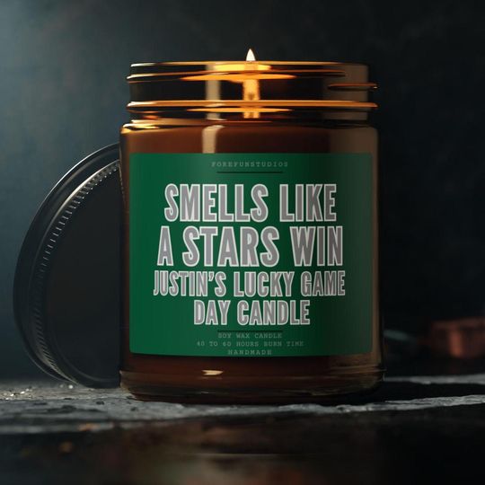 Discover Dallas Hockey Candle: Smells Like a Stars Win - Funny Game Day Gift