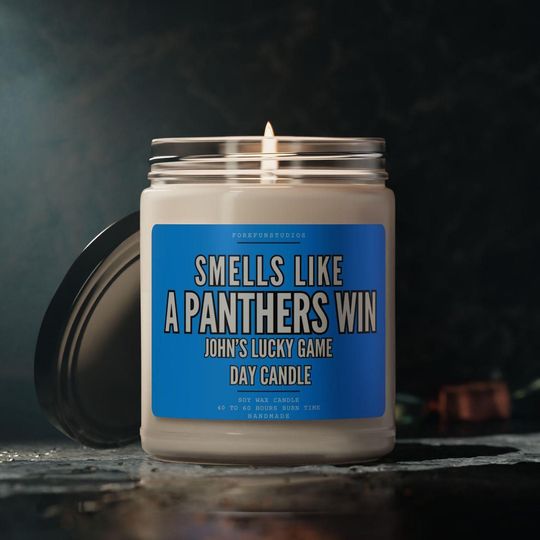 Discover Personalized Panthers Win Candle: Carolina Football Game Day Decor