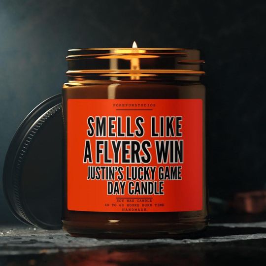 Discover Flyers Win Scented Candle: Philadelphia Hockey Game Day Decor