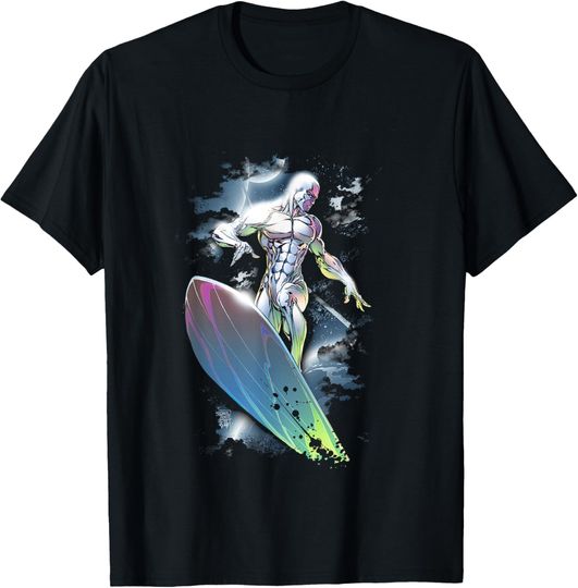 Marvel Comics Retro Classic Silver Surfer Shiny Colors Shot T-Shirt