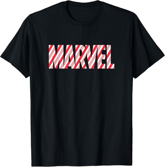 Discover Marvel Comics Retro Classic Christmas Candy Cane Logo T-Shirt