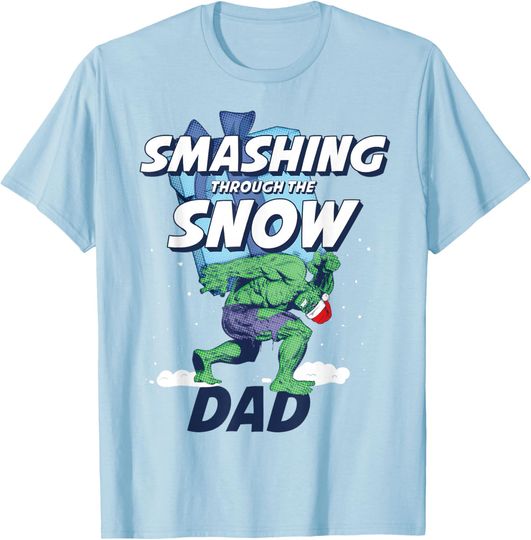 Discover Marvel Hulk Smashing Snow Christmas Dad T-Shirt