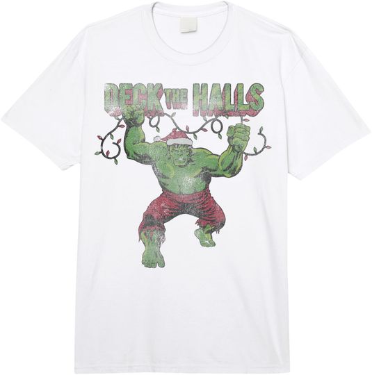 Discover Marvel Christmas Hulk Deck The Halls Portrait Comfort Colors Adult Heavyweight T-shirt
