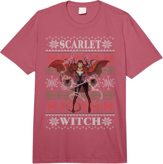 Marvel X-Men Christmas Scarlet Witch Ugly Sweater Comfort Colors Adult Heavyweight T-shirt