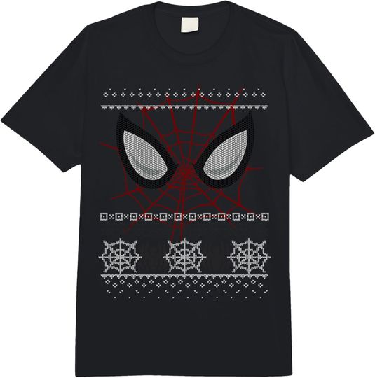 Marvel Spider-Man Christmas Eyes Ugly Sweater Comfort Colors Adult Heavyweight T-shirt