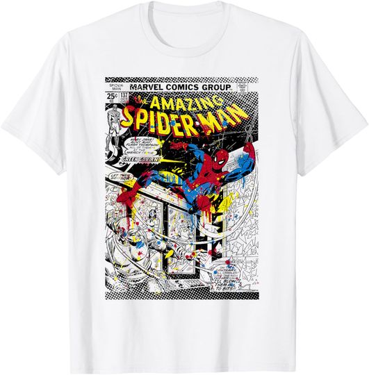 Discover Marvel Spider-Man Classic Retro Paint Splat Comic T-Shirt T-Shirt