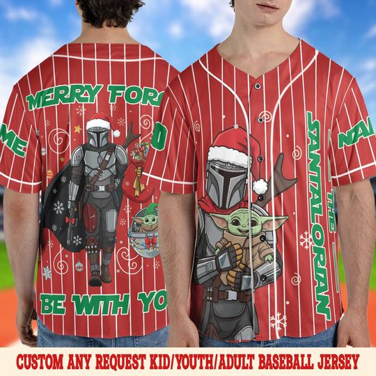 Discover The Santalorian Ugly Christmas Baseball Jersey/Star Wars Xmas Custom Jersey/Christmas Gift for Men Women Matching Ugly Holiday Shirt OHXX21