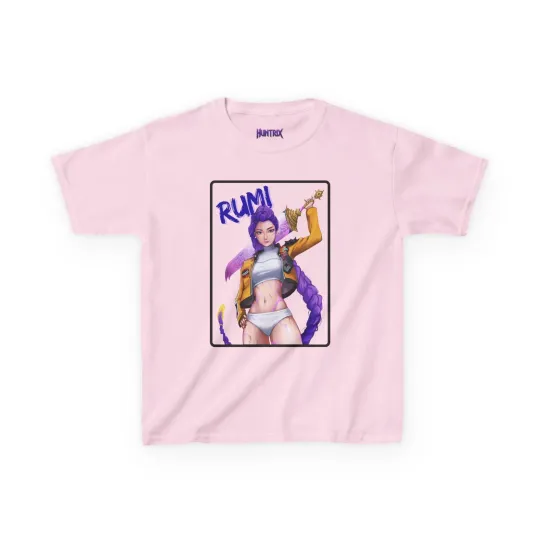 Discover Huntrix RUMI KPop Demon Hunter T-Shirt for Kids Girls Boys Vibrant Character Tee