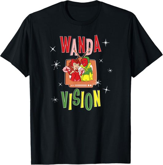 Marvel WandaVision Wanda & Vision Retro TV Artwork T-Shirt