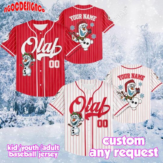 Discover Personalized Snowman Christmas Baseball Jersey, Custom Frozen-Inspired Holiday Jersey, Cute Winter Baseball Shirt, Festive Xmas Outfit 2025