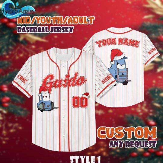 Discover CUSTOM Guido Christmas Baseball, Pixar Cars Team Jersey, Personalized Guido Disney Jersey, Disney Fans Gift, Christmas Gifts