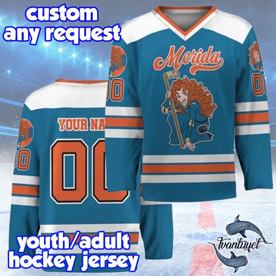 Discover Custom Disney Princess Brave Hockey Jersey, Personalized Disneyland Team Shirt, Unique Gift for Disney Fans