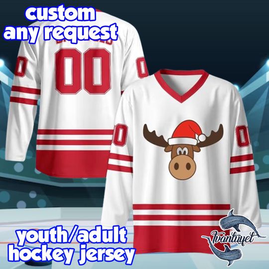 Discover Personalized Griswold Mosee Christmas Hockey Jersey, Funny Holiday Team Shirt, Festive Family Ugly Xmas Gift 2025