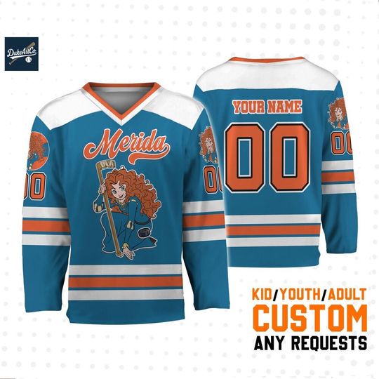 Discover Custom Disney Princess Brave Simple Hockey Jersey, Custom Disneyland Hockey Jersey, Hockey Team, Gift for Disney Fans