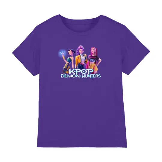 Discover Kpop Demon Hunters - Huntrix Kpop Group Kids T-Shirt, Purple