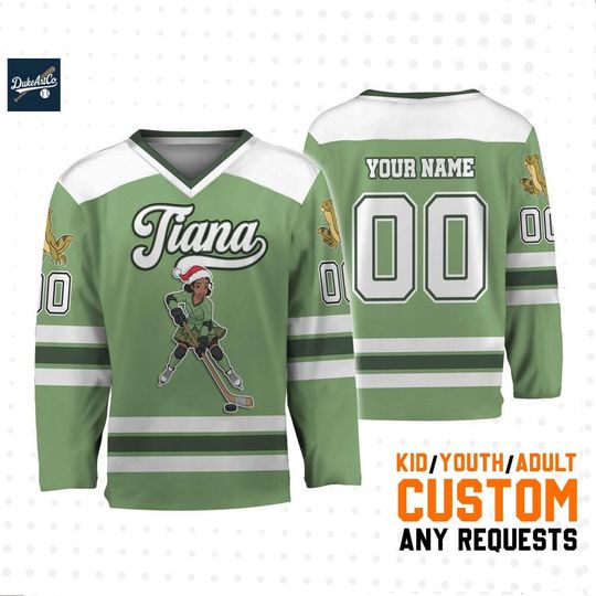 Discover Custom Disney Princess Tiana Simple Hockey Jersey, Custom Disneyland Hockey Jersey, Hockey Team, Gift for Disney Fans