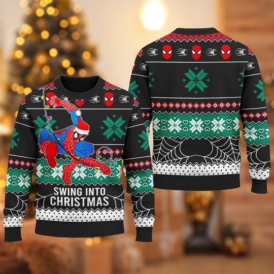 Discover Spider-Man Christmas Ugly Sweater, Spiderman Christmas Sweatshirt, Superhero Xmas Sweater, Spider Xmas Holiday Shirt Gift For Men Women