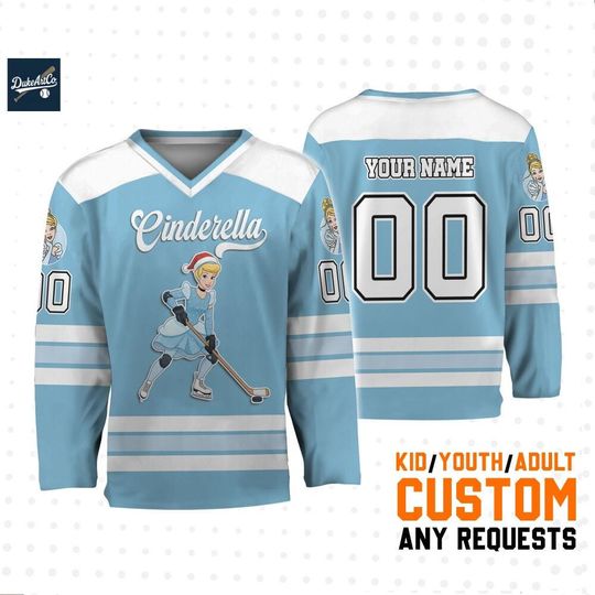 Discover Custom Disney Princess Cinde Simple Hockey Jersey, Custom Disneyland Hockey Jersey, Hockey Team, Gift for Disney Fans