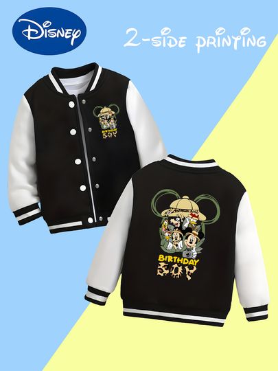Discover MINISO Disney Boys Baseball Jacket - Disney Birthday Boy Print, Party Atmosphere on the Back, Perfect for Everyday Fun