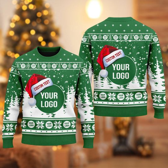 Discover Custom Logo Ugly Christmas Sweater, Custom Company Logo Image Xmas Sweatshirt, Christmas Gift For Men Women, Photo Christmas Shirt