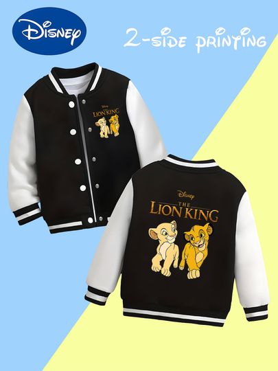 Discover MINISO Disney Lion King Pals Boys Baseball Jacket - Lion King Pals print, reversible design, comfortable and comfortable to wear