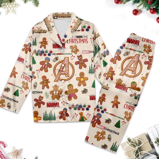 Super Hero Christmas Pajamas Set, Spiderman Women Pajamas, Spider Gingerbread PJs, Superhero Family Matching Shirt, Christmas Party Gift
