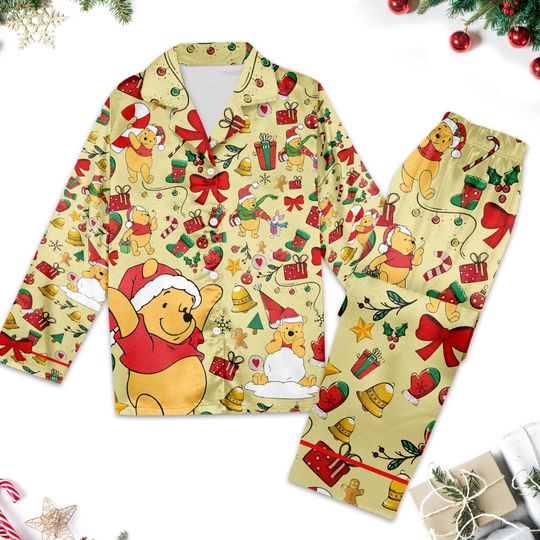 Discover Winnie The Pooh Women Pajamas Set, Pooh Bear Christmas Long Pajamas, Tigger Family Matching Pyjamas, Disney Pooh Christmas Party PJs