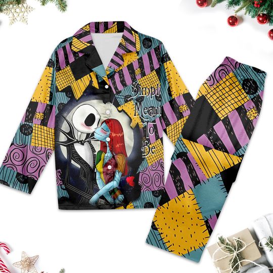 Discover Jack Skellington And Sally Pajamas Set, Nightmare Before Christmas Pajama Set, Disney Christmas Party Pyjamas, Horror Halloween PJs