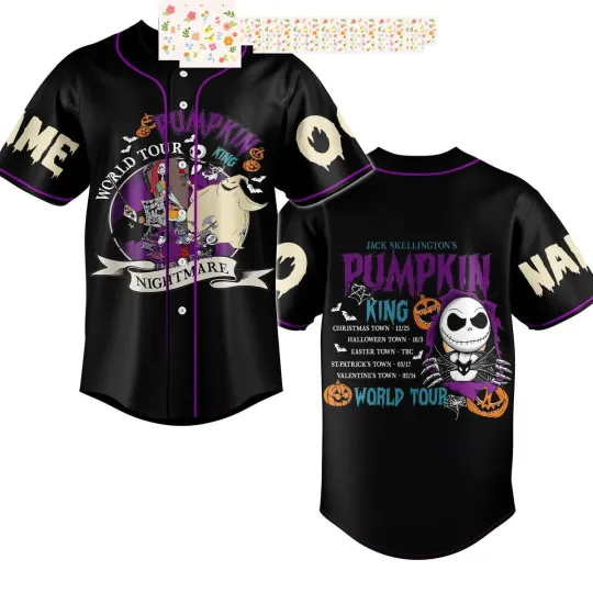 Discover Jack Skellington Pumpkin King World Tour Personalized Baseball Jersey