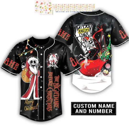 Discover The Nightmare Before Christmas Merry Christmas Personalized Baseball Jersey
