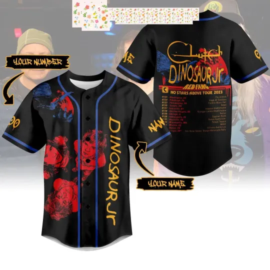 Discover Dinosaur JR Red Fang No Stars Above Tour 2023 Personalized Baseball Jersey
