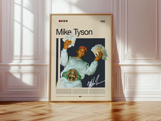 Mike Tyson Poster | Boxing Champion Wall Art | Money & Belt Edition | Vintage Sports Print | Retro 90s Boxing Artwork | Motivational Athletic
