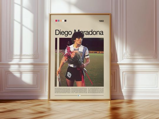 Discover Diego Maradona Poster | Football Legend | Retro Argentina Wall Art | Vintage Sports Art Print | Iconic Football Moment Decor