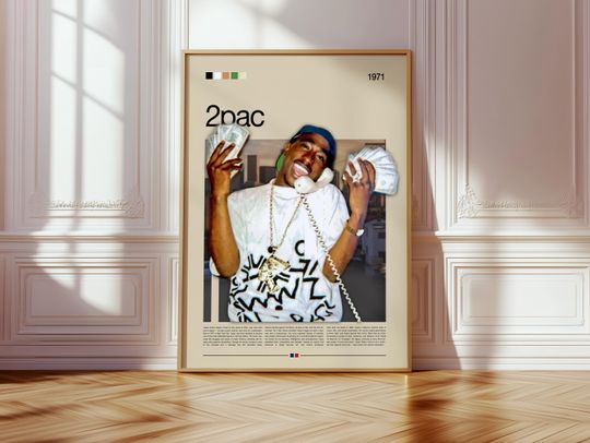 Discover 2Pac 3D Poster | Hip Hop Legend Wall Art | West Coast Rap Artwork | Tupac Poster | Street Art Poster for Music Lovers