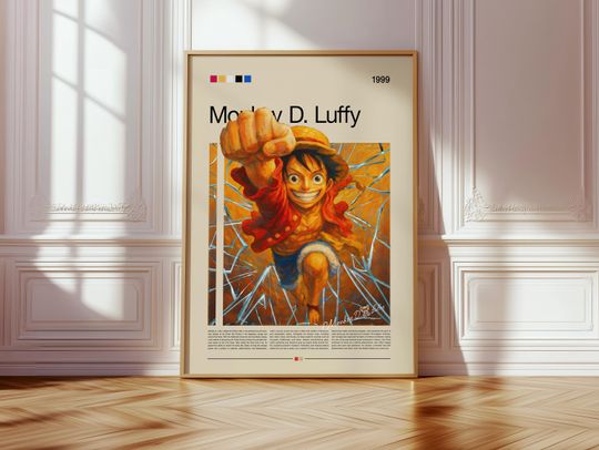 Discover Monkey D. Luffy 3D Poster | One Piece Anime Wall Art | Straw Hat Captain Artwork | Ocean Journey Digital Print | Gift for Anime & Manga Fans