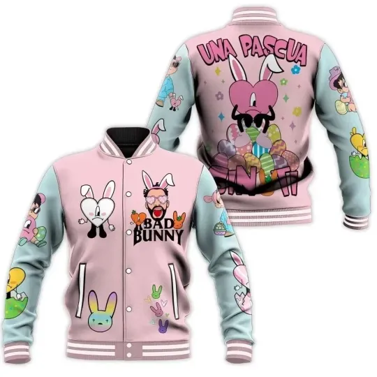 Discover CUte BadBunny New Baseball Jacket For Fan
