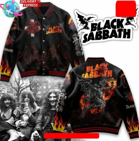 Black Sabath Hellfire Baseball Jacket 3D Tour 2025