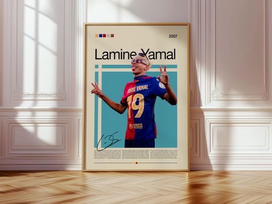 Discover Lamine Yamal Poster | FC Barcelona Wonder kid | Football Rising Star Wall | Spanish Soccer Artwork | Sports Legend Print