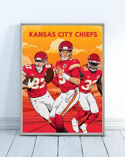 Kansas City Chiefs Poster - Super Bowl - football Sports Art - Valentines Day Gift - Bedroom Art - Boy Gift - Aesthetic Poster - Patrick Mahomes
