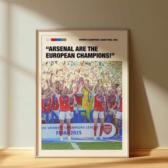 Discover Arsenal Women Champions League Final Poster, Women's Football Poster, AWFC Art Print, Football Wall Decor, Arsenal Fan Gift