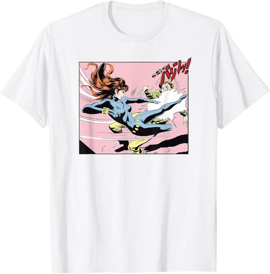 Discover Marvel Avengers Black Widow High Kick Japanese Retro Comic T-Shirt