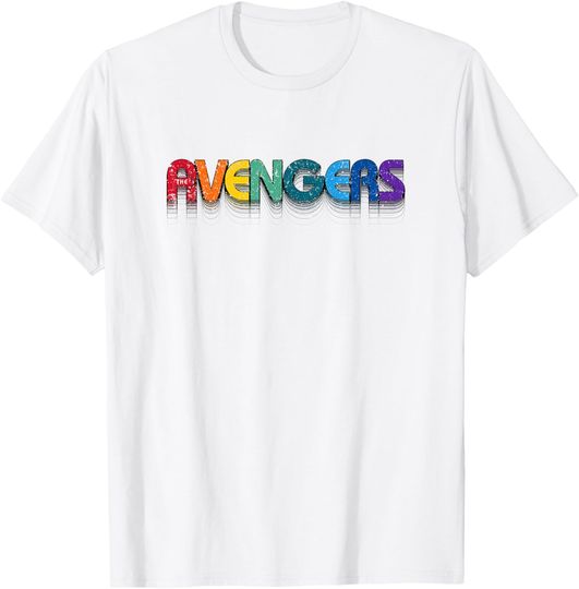 Discover Marvel Avengers Rainbow Retro Name T-Shirt