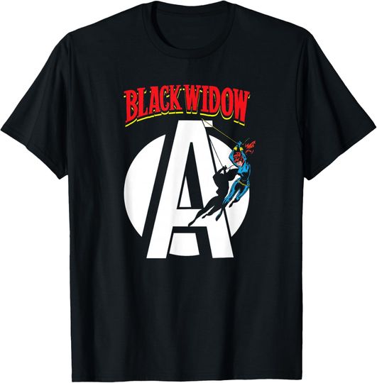 Discover Marvel Avengers Retro Black Widow Comic Book T-Shirt