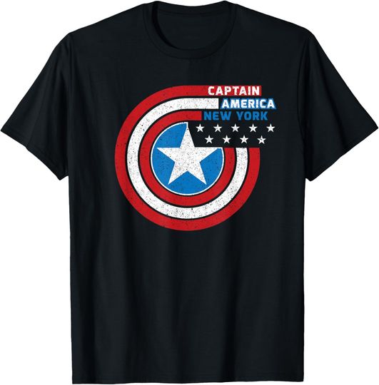 Discover Marvel Captain America New York Retro Shield T-Shirt