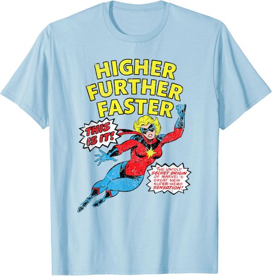 Marvel Captain Marvel Higher Further Faster Retro T-Shirt T-Shirt, Gift For Fans