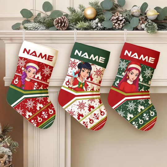 Discover Personalized Anime Christmas Stocking  Custom Name Holiday Sock, Cute Girl Character Xmas Decoration, Gift For Her For Him
