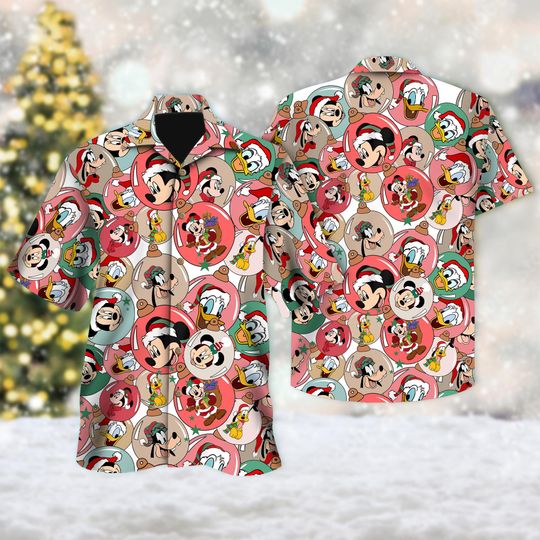 Discover Disney Mickey And Friends Head Christmas Hawaii Shirt, Minnie Mouse Button Up Shirt, Mickey Xmas Party Hawaiian Shirt, Magic Kingdom Shirt