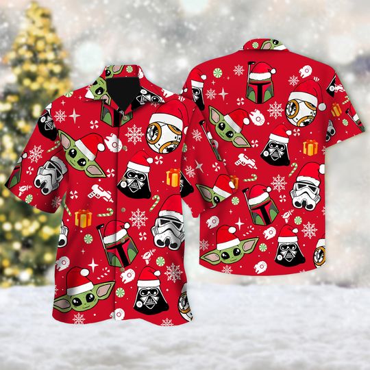 Discover Stormtrooper Christmas Hawaiian Shirt, Star Wars Santa Hat Christmas Hawaii Shirt, Star Wars Xmas Button Up Shirt, Galaxy's Edge Shirt