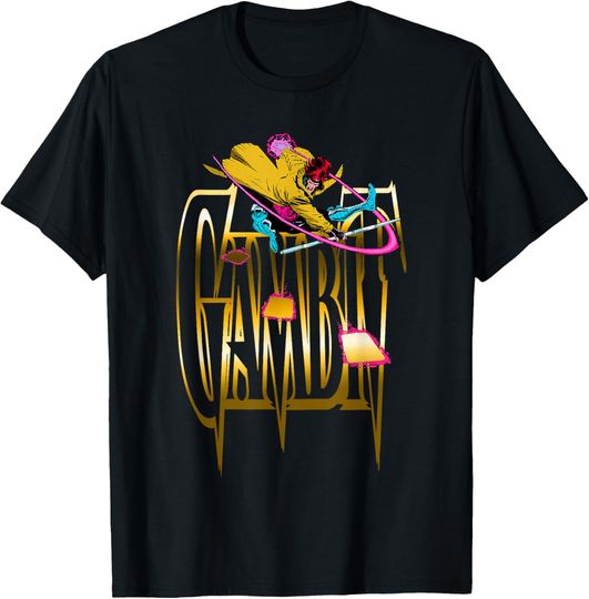Discover Marvel X-Men Gambit Throwing Cards Epic Retro Logo T-Shirt